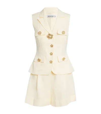 Self-portrait Tailored Playsuit In Ivory