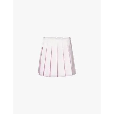 Self-portrait Womens Pink Pleated Lined Satin Mini Skirt