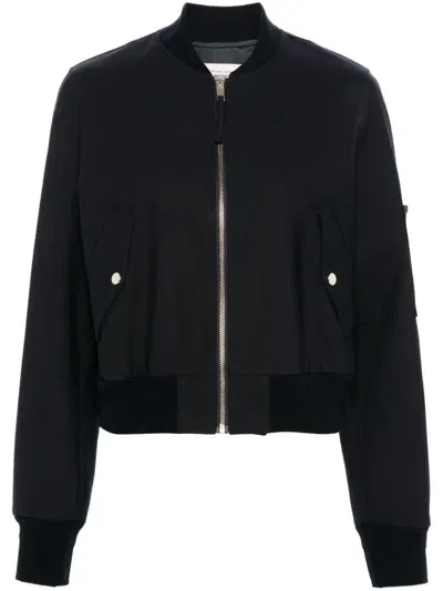 Semicouture Cropped Bomber Jacket In Black