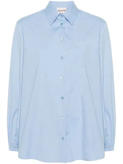 Semicouture Puff-sleeved Shirt In Blue