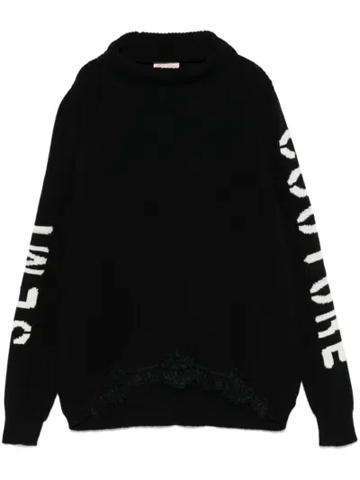 Semicouture Logo-intarsia Sweater In Black