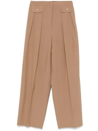 Semicouture Pleat-detail Trousers In Beige