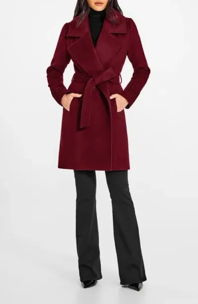 Sentaler Alpaca & Wool Wrap Coat In Garnet Red