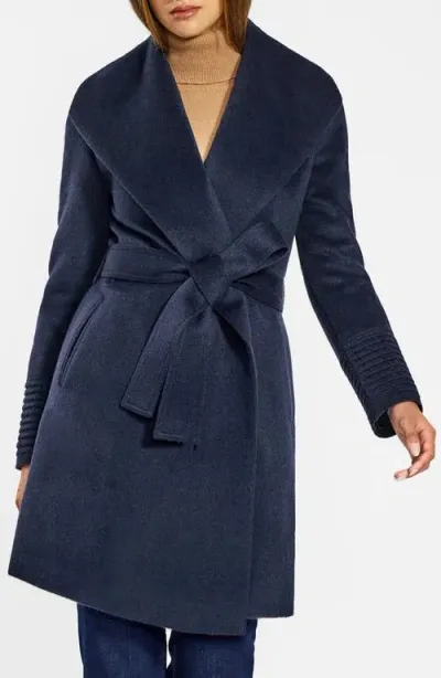 Sentaler Shawl Collar Wrap Coat In Deep Navy