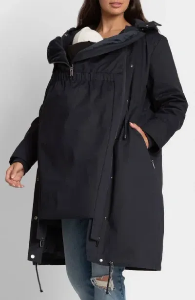 Seraphine Down Maternity Parka With Removable Faux Fur Trim In Navy