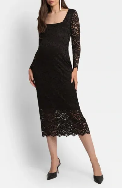 Seraphine Lace Maternity Body-con Dress In Black