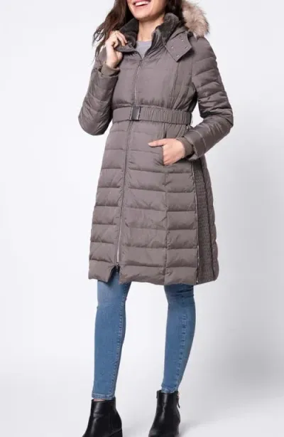 Seraphine Lily Down Maternity Parka In Taupe