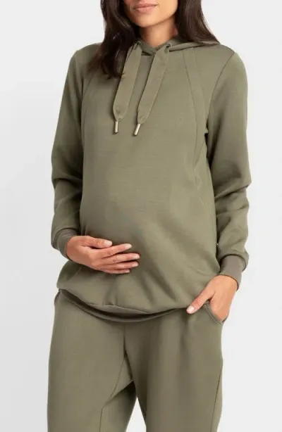 Seraphine Women's Maternity Nursing Hoodie In Khaki