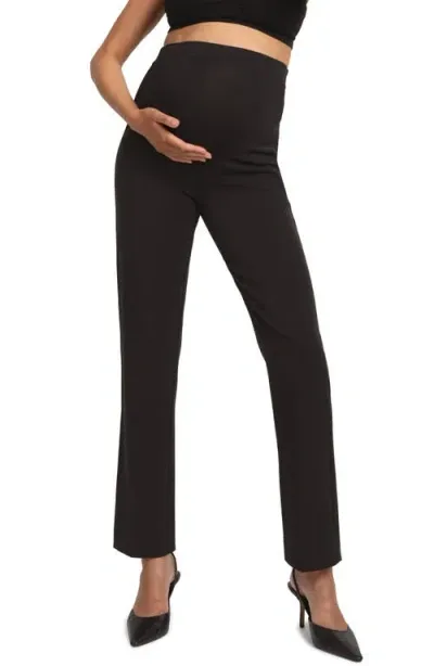 Seraphine Stretch Jersey Straight Leg Maternity Pants In Black