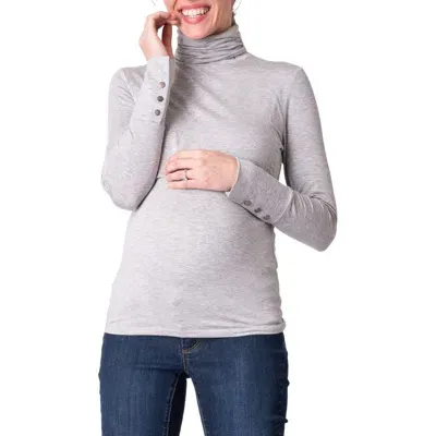 Seraphine Turtleneck Maternity/nursing Top In Silver