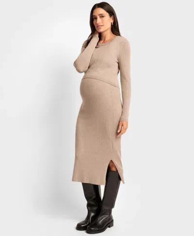 Seraphine Women's Layered Sweater Dress In Oatmeal