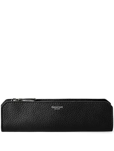 Serapian Cachemire Leather Pencil Case In Black