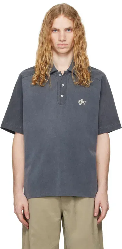 Serapis Gray Dyed Sailor Polo In Grey