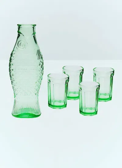 Serax Fish And Fish Carafe And Glasses Set In Green