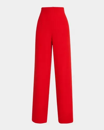 Sergio Hudson Stretch Wool Straight-leg Signature Pants In Scarlet