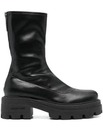 Sergio Rossi 55mm Leather Boots In Schwarz