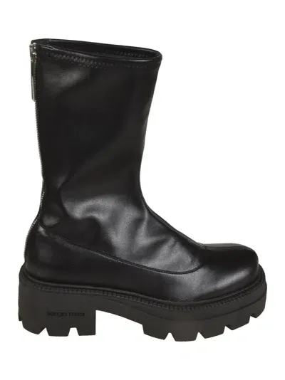 Sergio Rossi Back Zip Classic Boots In Black