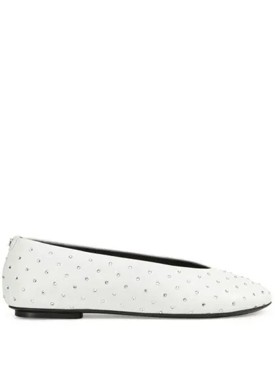 Sergio Rossi Crystal-embellished Ballerina Shoes In White