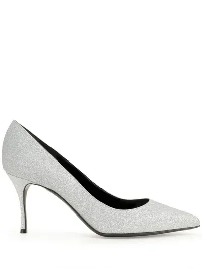 Sergio Rossi Godiva 75mm Leather Pumps In Silver