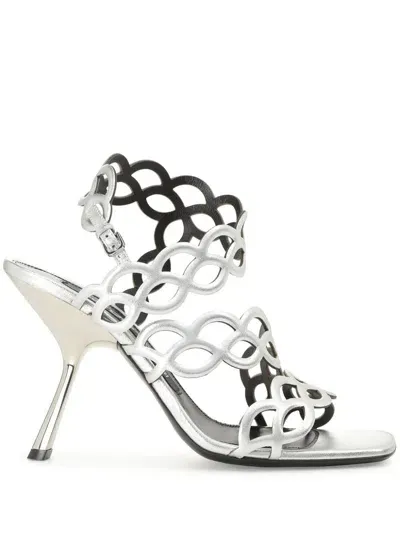 Sergio Rossi Sr Mermaid 100mm Leather Sandals In Grey