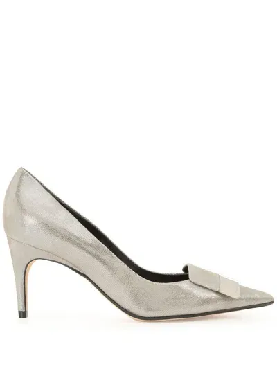 Sergio Rossi Laminated 45mm Leather Shoes In Silver