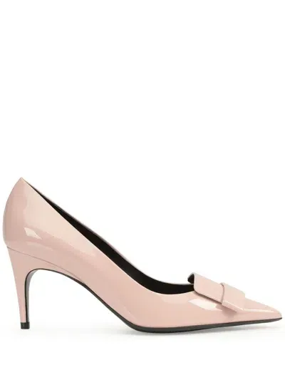 Sergio Rossi Laminated 75mm Leather Shoes In Pink