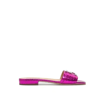 Sergio Rossi Leather Flat Sandals In Pink