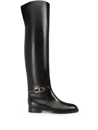 Sergio Rossi Nora Knee-high Leather Boots In Black