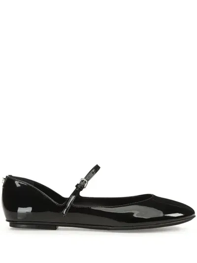 Sergio Rossi 5mm Patent Leather Mary Jane Flats In Black