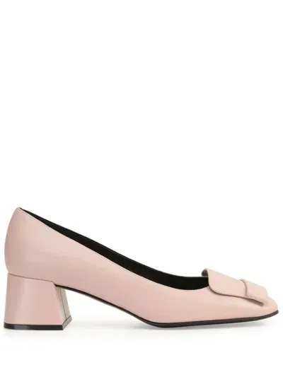 Sergio Rossi Square Toe 45mm Leather Pumps In Pink