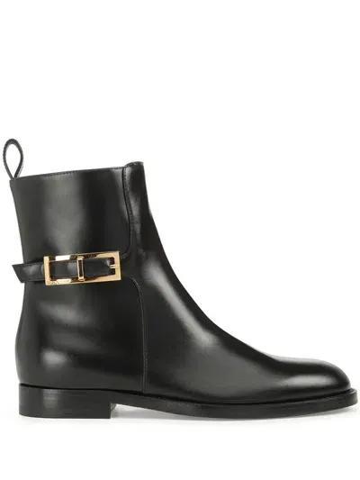 Sergio Rossi 15mm Leather Chelsea Boots In Black