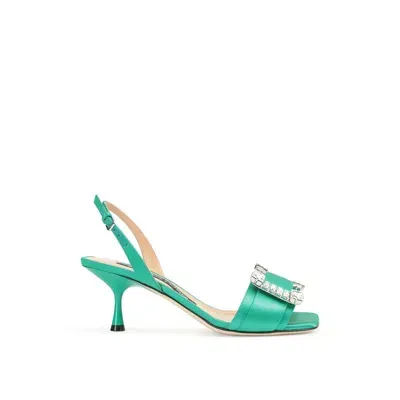 Sergio Rossi Sr Twenty 060 Satin Sandals In Green