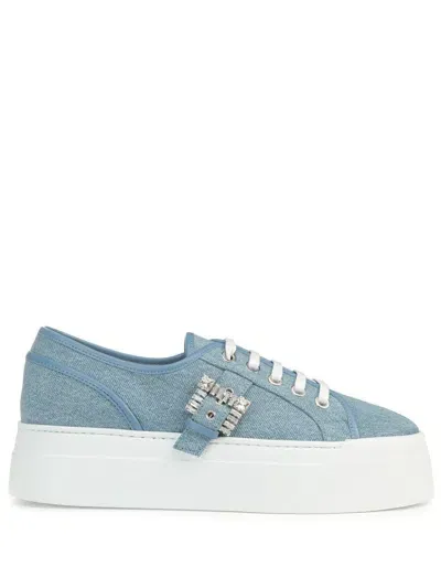 Sergio Rossi Sr Twenty Buckle Sneakers In Blue