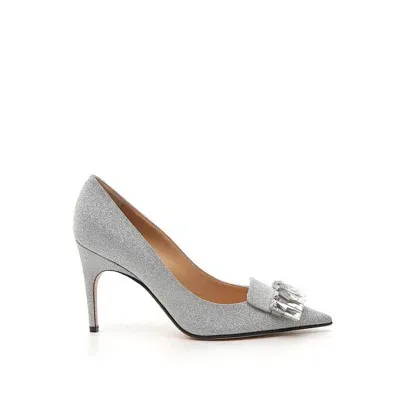 Sergio Rossi Logo Plaque Pumps In Silver