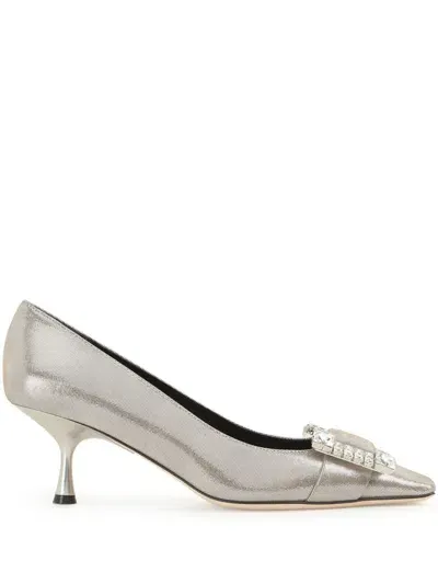 Sergio Rossi Twenty 60mm Crystal Embellished Pumps In Silver