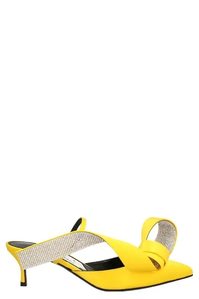 Sergio Rossi Marquise Bow Embellished Pumps In Yellow