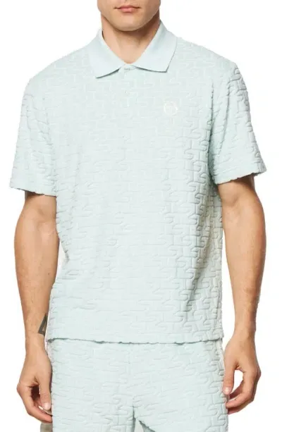 Sergio Tacchini Livata Monogram Jacquard Terry Polo In Surf Spray