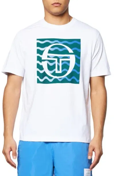 Sergio Tacchini Velcoe Cotton Graphic T-shirt In Brilliant White