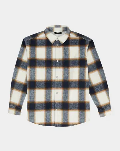 Ser.o.ya Men's Dack Relaxed Overshirt In Ivory/navy Plaid