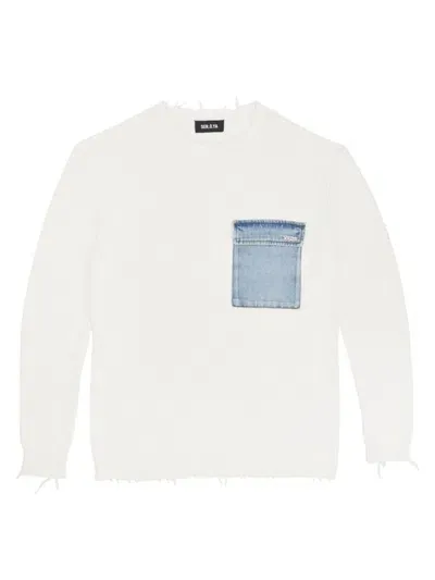 Ser.o.ya Men's Damien Sweater With Denim Pocket In White Denim