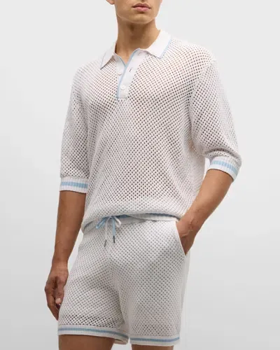 Ser.o.ya Men's Zane Crochet Polo Shirt In White Blue