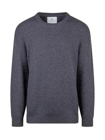 Seven Gauge Rib Merino Crewneck In Blue