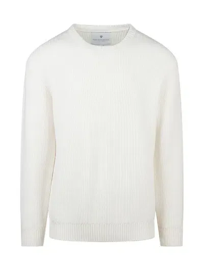 Seven Gauge Rib Merino Crewneck In White