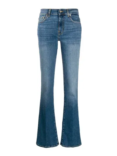 Seven Light Blue Cotton Blend Flared Style Jeans