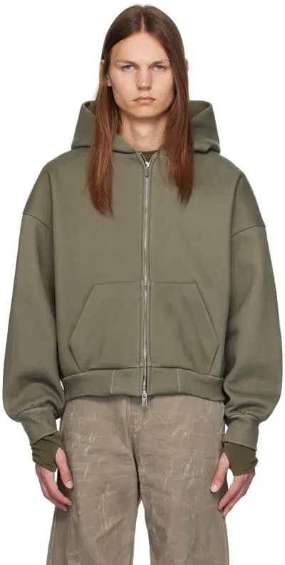 Seventh Khaki V2 Zipped Hoodie In Cactus