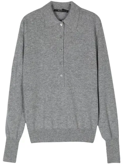 Seventy Fine-knit Polo Sweater In Grey