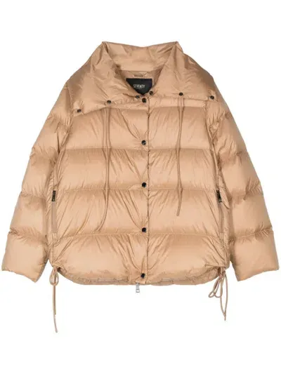 Seventy High Neck Short Down Jacket In Brown