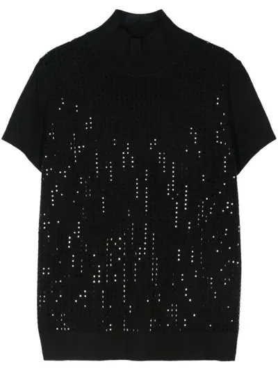 Seventy High Neck Sweater With Strass In Black