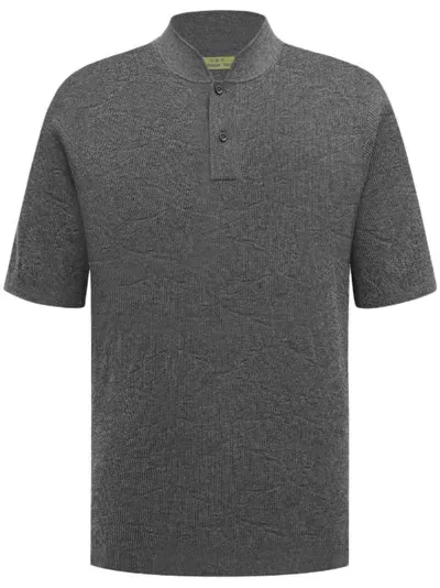 Shanghai Tang Jacquard Polo Shirt In Grey