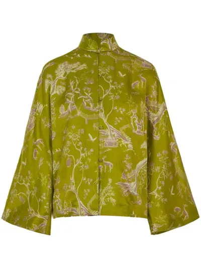 Shanghai Tang Jacquard Silk Jacket In 绿色